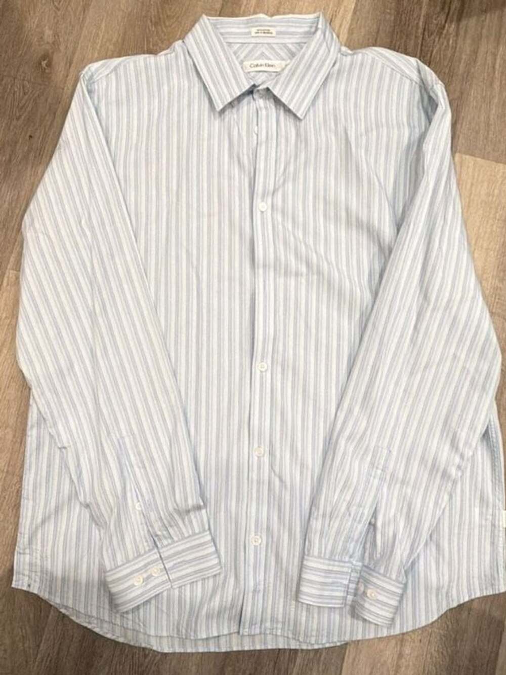 Calvin Klein Long Sleeve Button Down Shirt Size XL Blue Striped Cotton